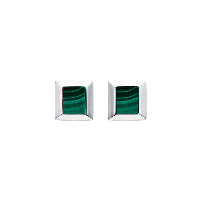 Silver 925 Stud Earrings with Malakite ME-865
