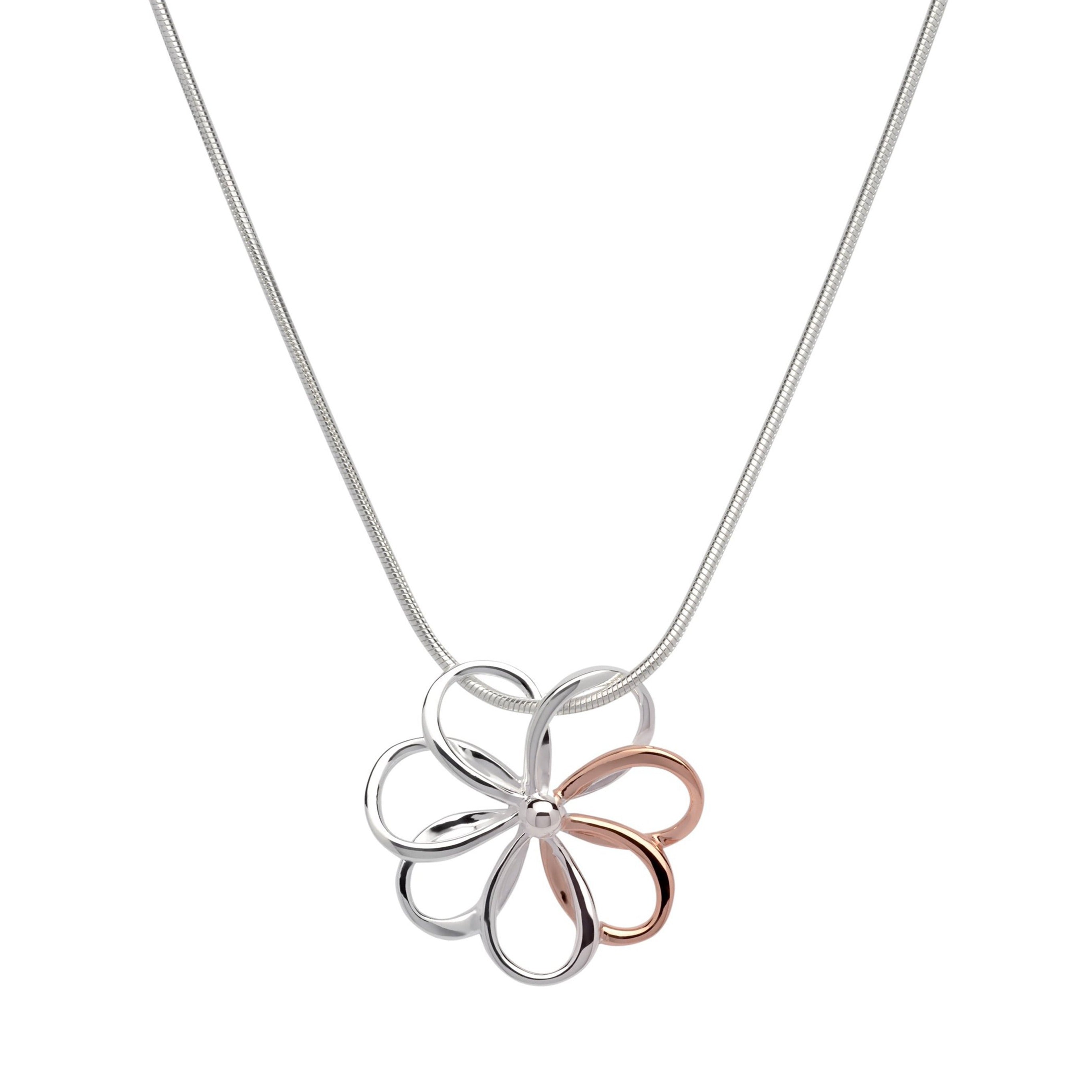 Silver and Rose Flower Pendant with Chain MK 609 Merchant s
