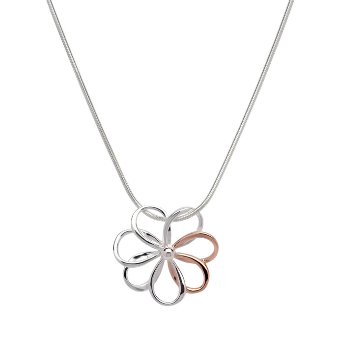 Silver and Rose Flower Pendant with Chain MK-609