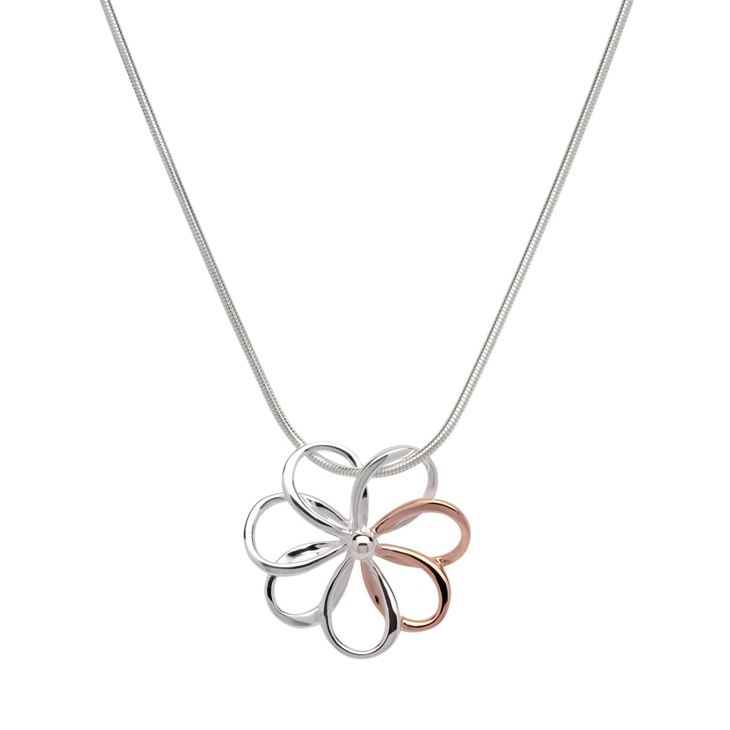 Silver and Rose Flower Pendant with Chain MK-609