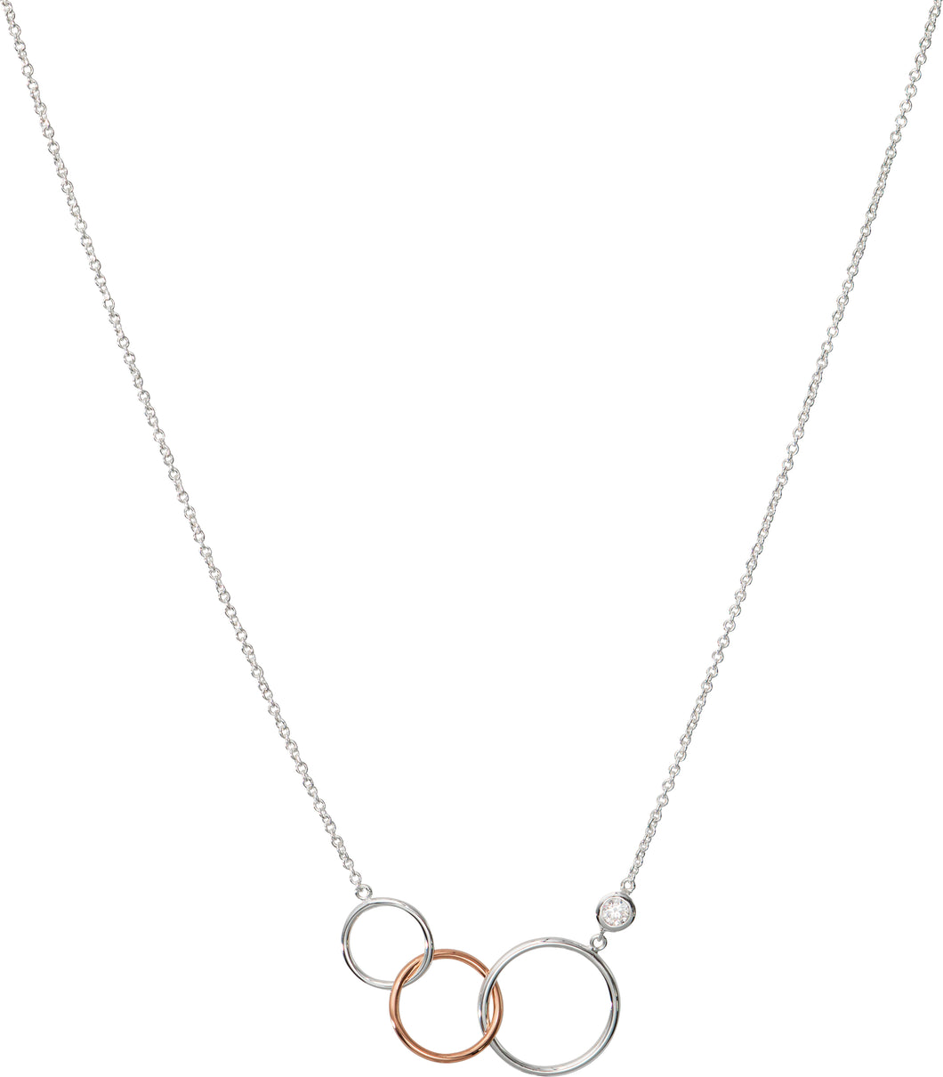Three Hoops Linked Pendant with Chain MK-789