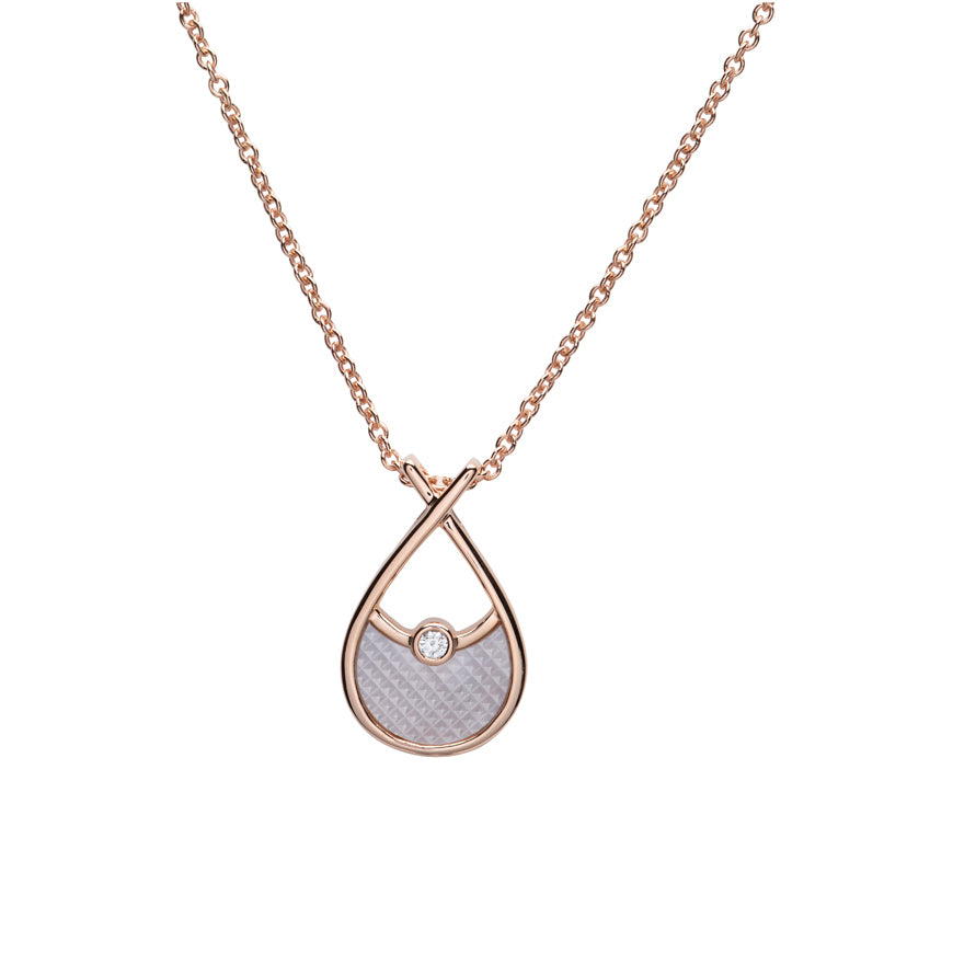 Mother of Pearl Rose Gold and Zirconia Necklace MK-807