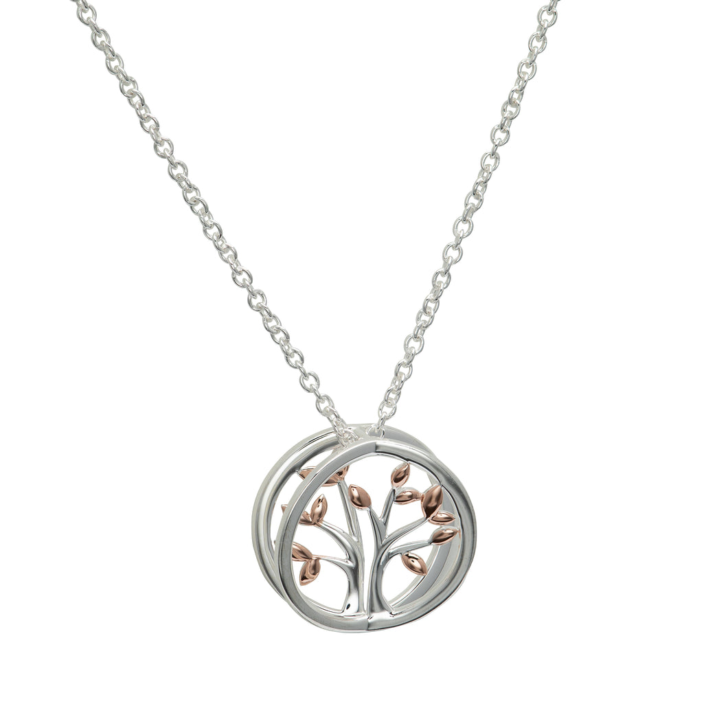 Silver and Rose Gold Tree of life with Chain MK-819RG