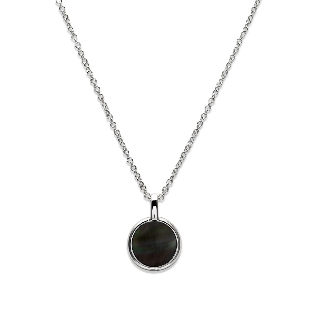 Black Mother of Pearl Silver Necklace MK-856