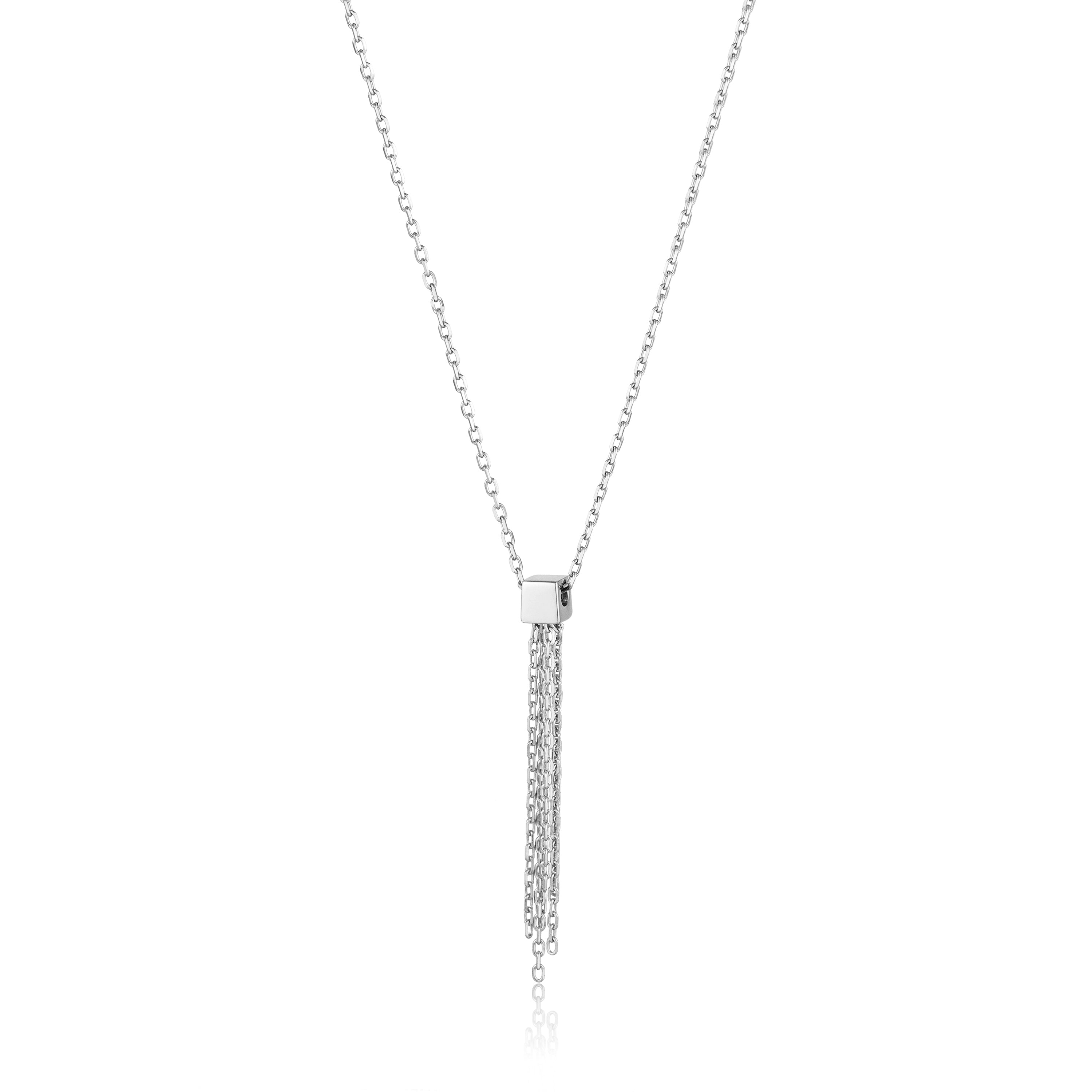 Silver Tassel Drop Necklace N013-01H