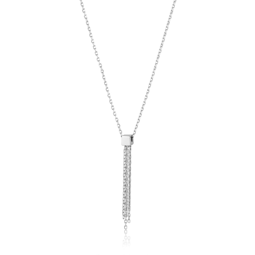 Silver Tassel Drop Necklace N013-01H