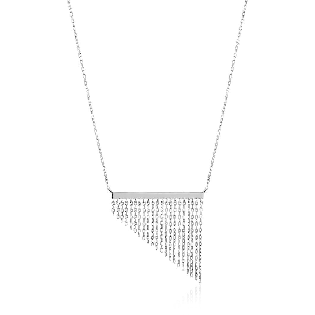 Silver Fringe Fall Necklace N013-02H