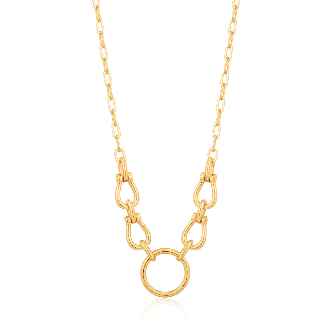 Gold Horseshoe Link Necklace N021-04G