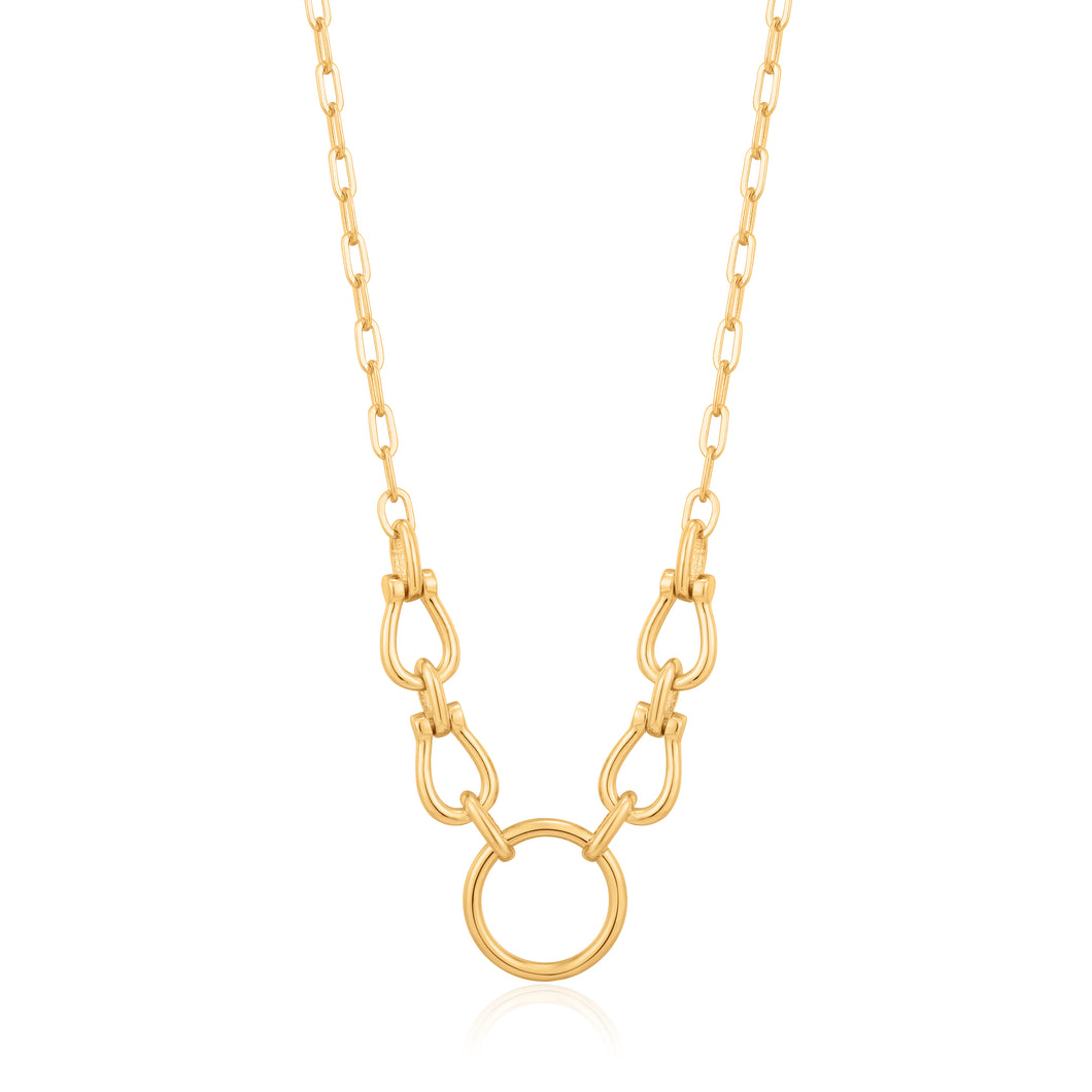 Gold Horseshoe Link Necklace N021-04G