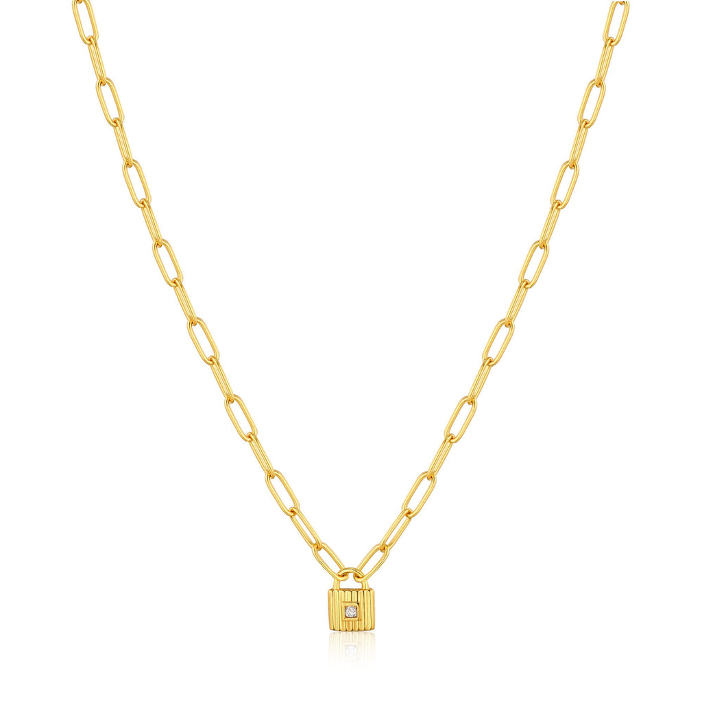 Gold Chunky Chain Padlock Necklace N032-01G