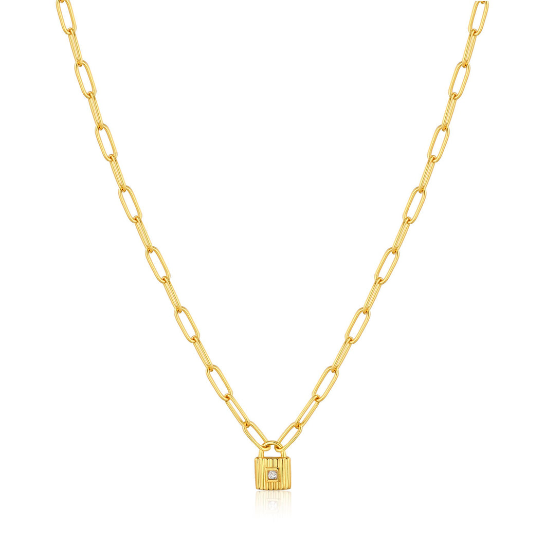 Gold Chunky Chain Padlock Necklace N032-01G