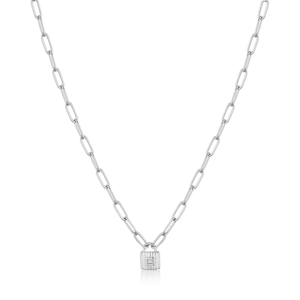Silver Chunky Chain Padlock Necklace N032-01H