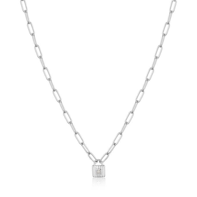 Silver Chunky Chain Padlock Necklace N032-01H