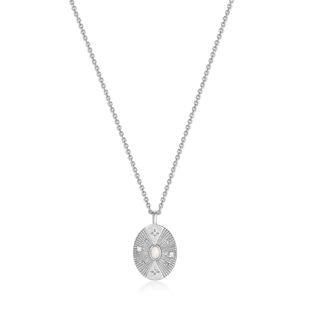 Silver Scattered Stars Kyoto Opal Disc Necklace N034-03H