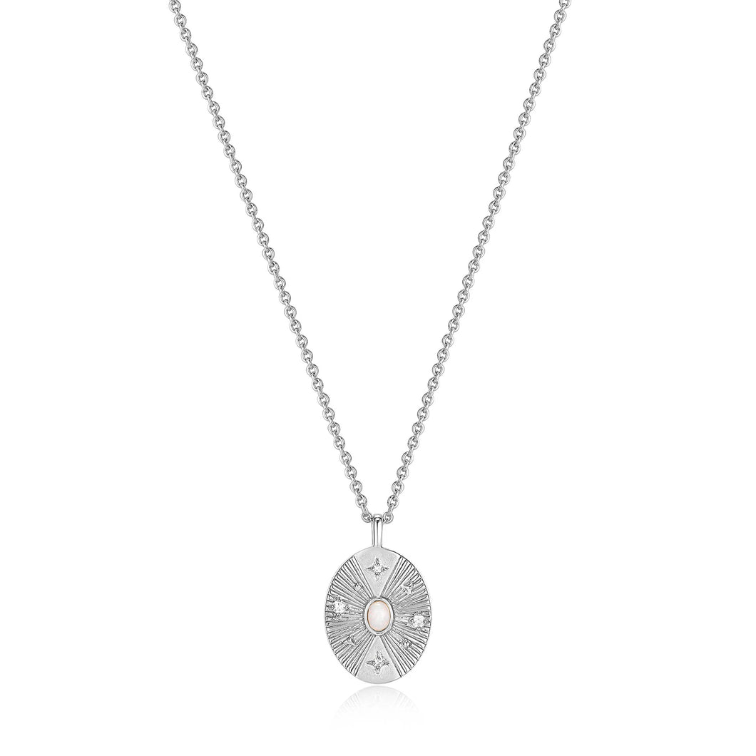 Silver Scattered Stars Kyoto Opal Disc Necklace N034-03H