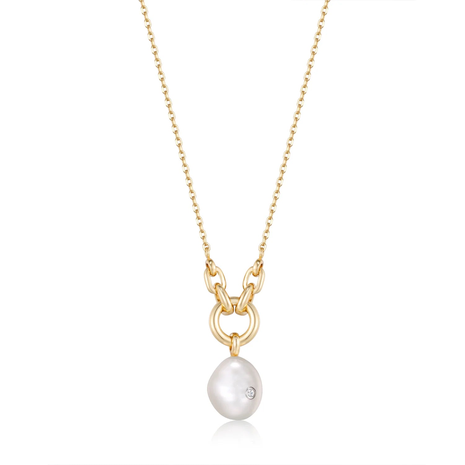 Gold Pearl Sparkle Pendant Necklace N043-03G