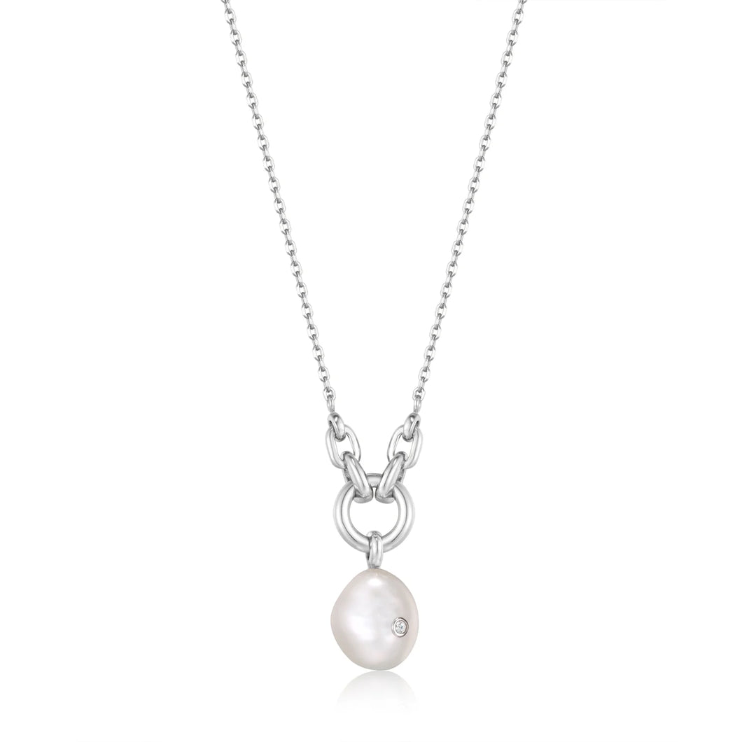 Silver Pearl Sparkle Pendant Necklace N043-03H