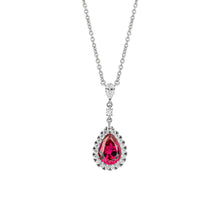 Load image into Gallery viewer, Red Diamonfire Zirconia Teardrop Necklace With Pave Surround N4501
