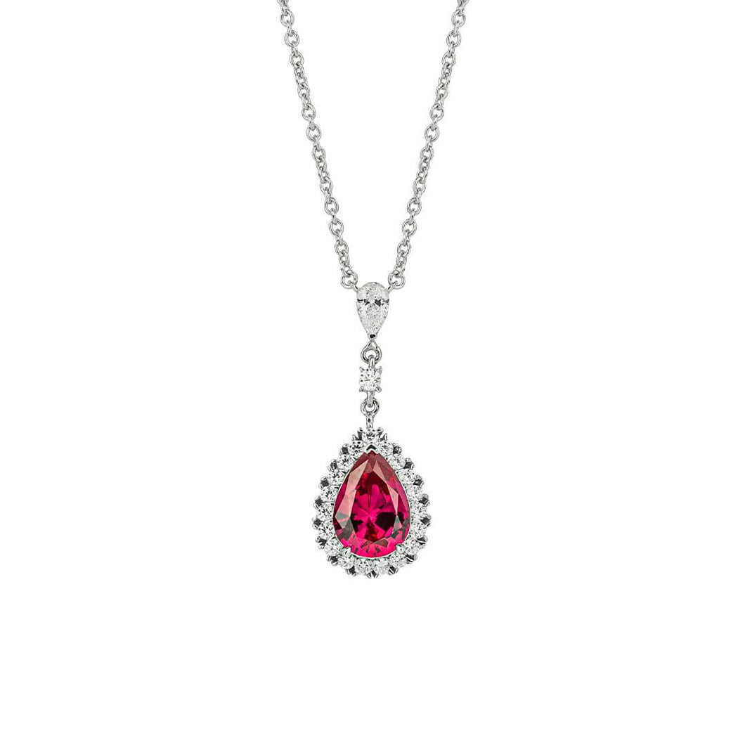 Red Diamonfire Zirconia Teardrop Necklace With Pave Surround N4501