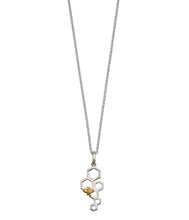 Load image into Gallery viewer, Silver &amp; Gold Honeycomb and Bee Pendant
