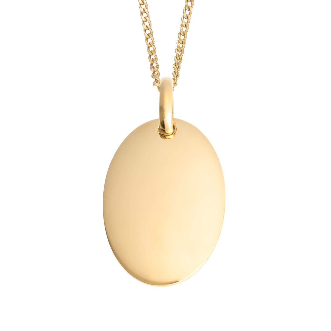 Recycled Silver Oval Tag Pendant With Yellow Gold Plating P5103