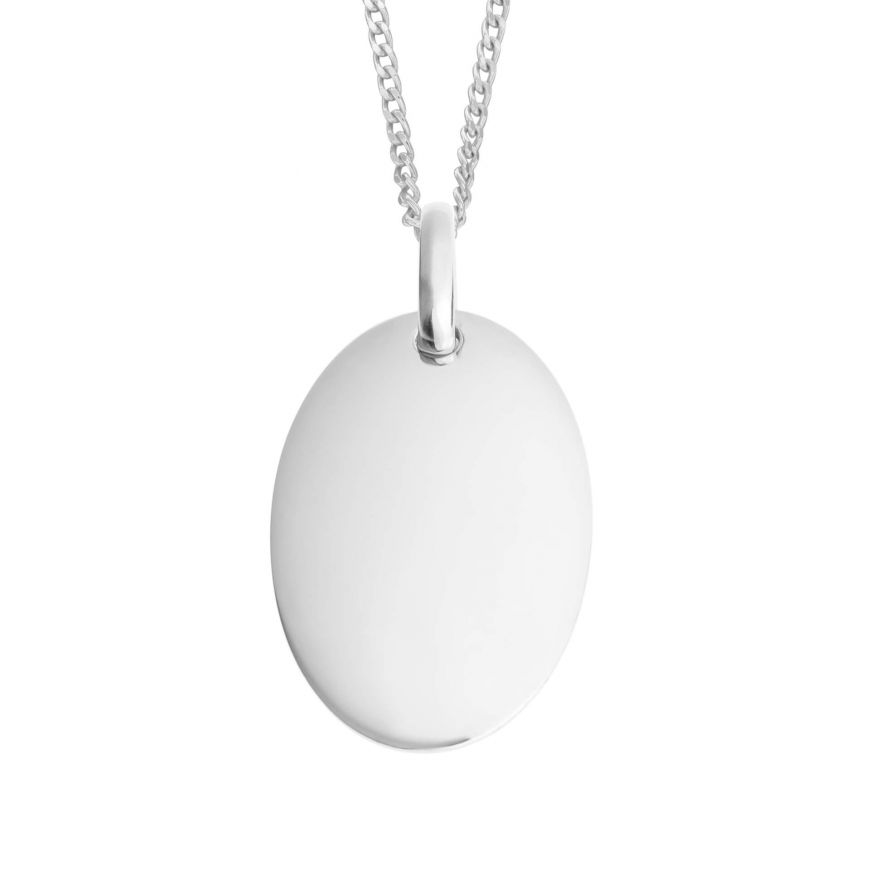 Recycled Silver Oval Tag Pendant P5104
