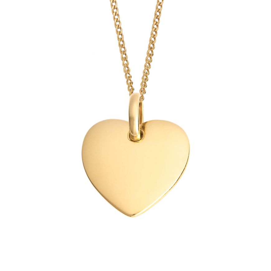 Recycled Silver Heart Tag Pendant With Yellow Gold Plating P5105