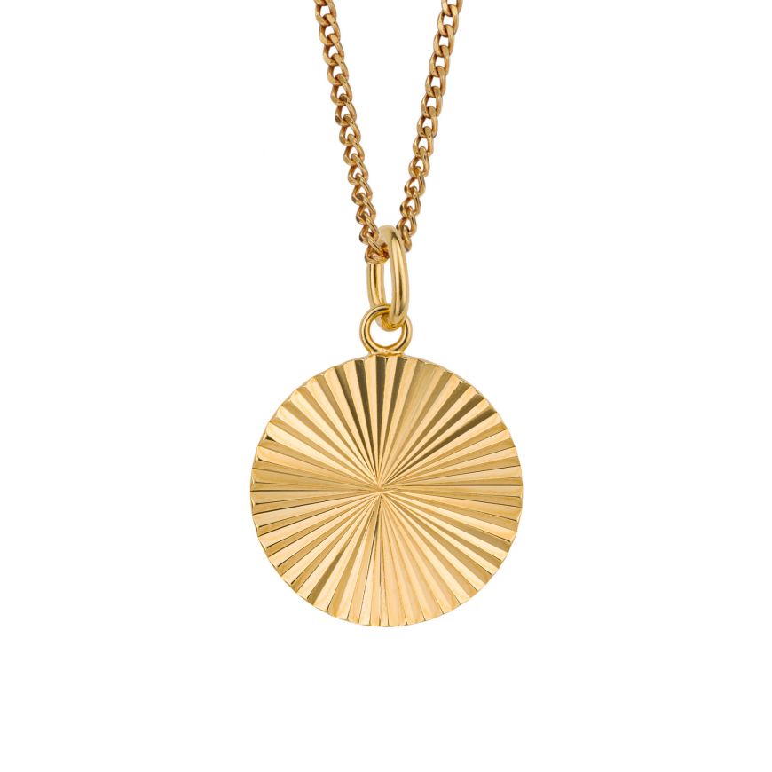 Diamond Cut Round Disc Pendant With Yellow Gold Plating P5247