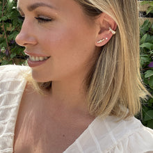 Load image into Gallery viewer, Silver Hannah Martin Pearl Ear Climber Stud Earrings
