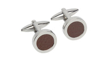Load image into Gallery viewer, Steel Cufflinks with Brown Leather QC-200
