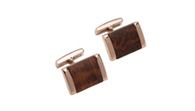 Load image into Gallery viewer, Steel Cufflinks Rose with Wood Inlay QC-232
