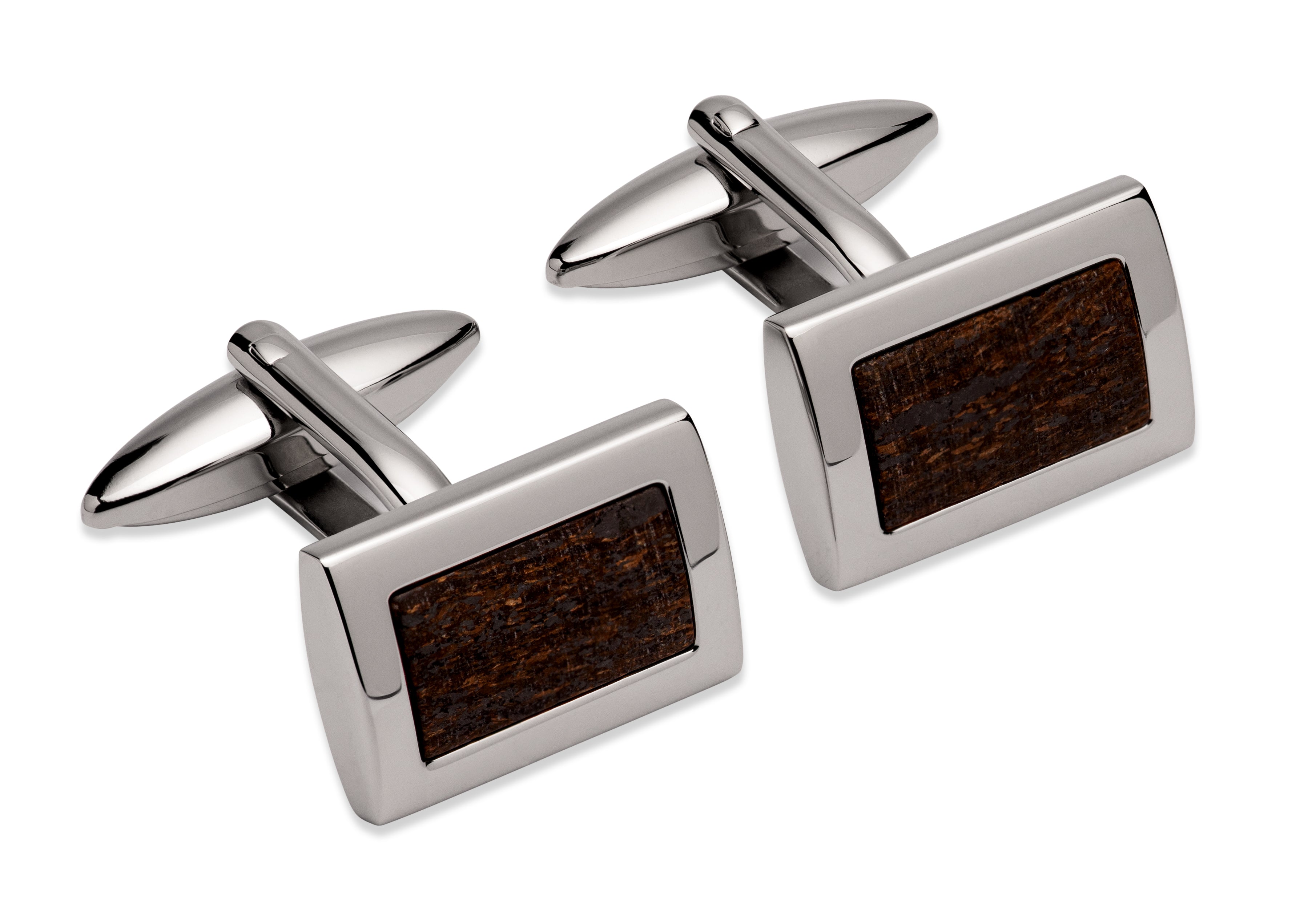 Steel Cufflinks with Bronzite Inlay QC-263