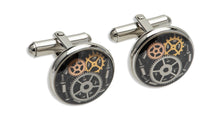 Load image into Gallery viewer, Steel and Gold, Rose Gold Cogs Cufflinks QC-277
