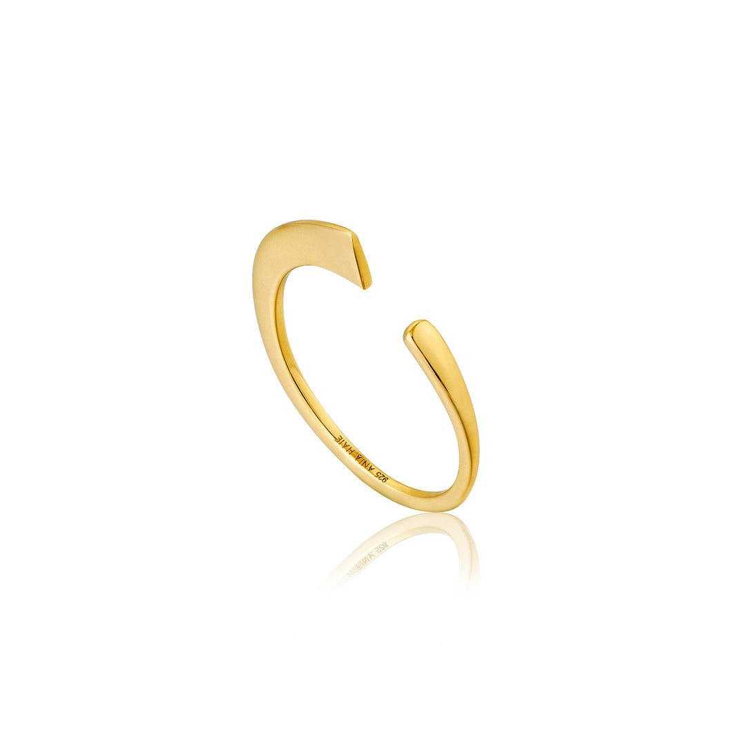 Gold Geometry Curved Adjustable Ring R005-02G