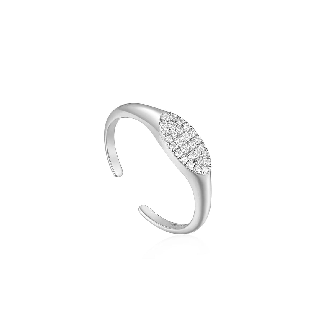 Silver Glam Adjustable Signet Ring R037-02H