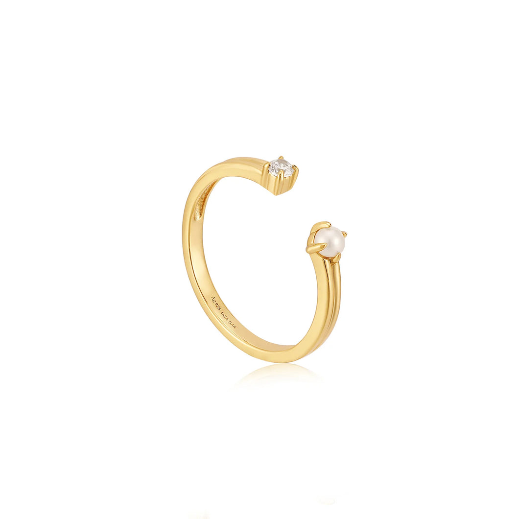 Gold Pearl Sparkle Adjustable Ring R043-01G