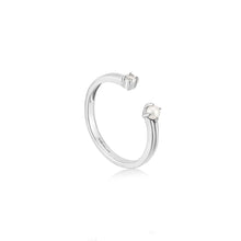 Load image into Gallery viewer, Silver Pearl Sparkle Adjustable Ring R043-01H
