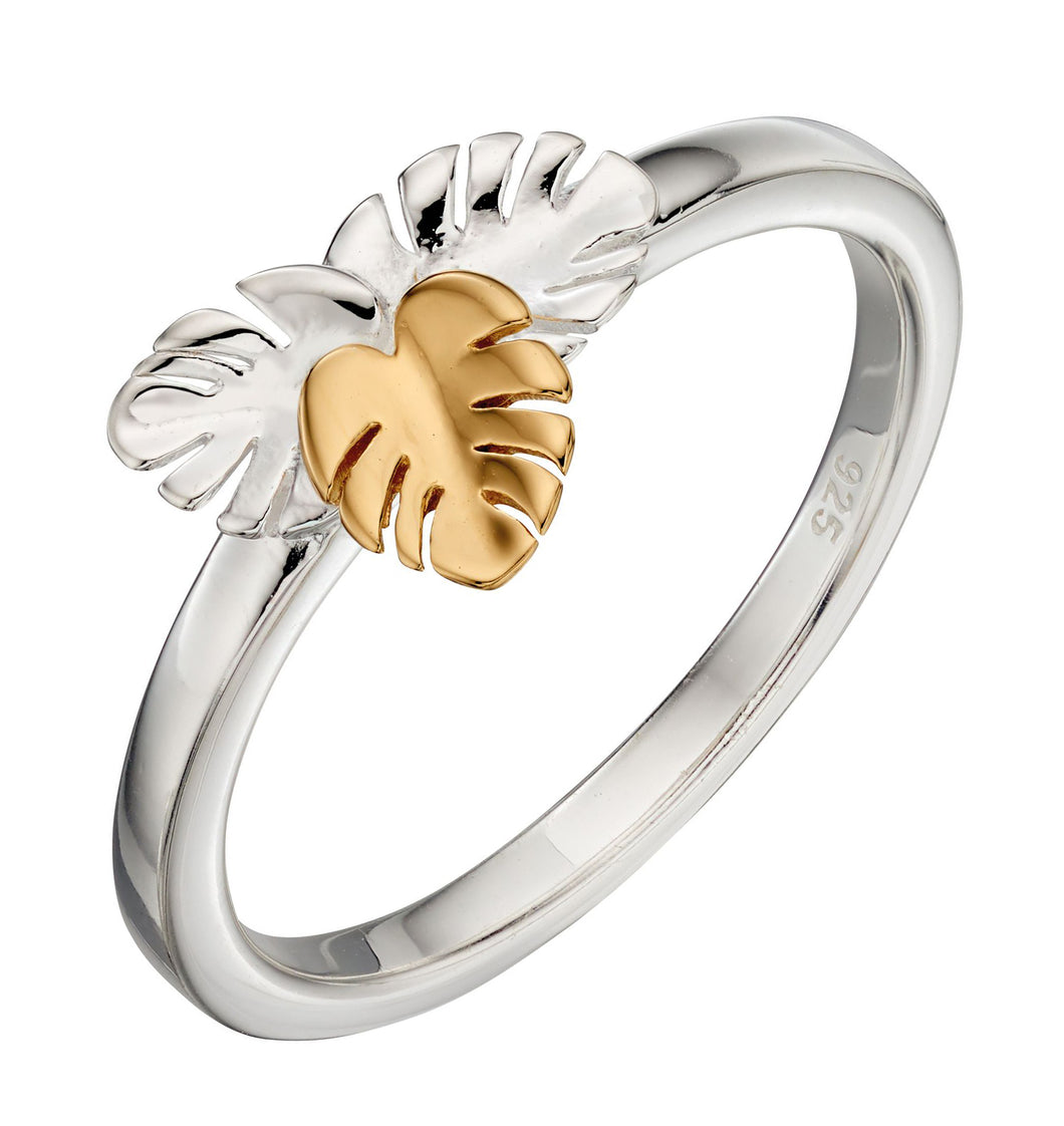 Silver & Gold Cheeseplant Leaf Ring