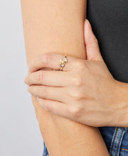 Load image into Gallery viewer, Silver &amp; Gold Honeycomb Bee Ring
