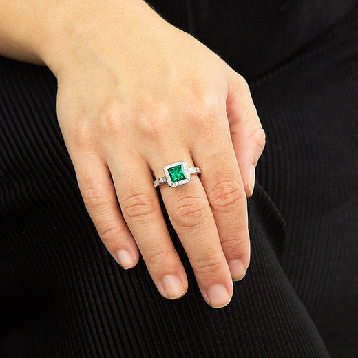 Emerald Green Zirconia Pave Set Ring R3749