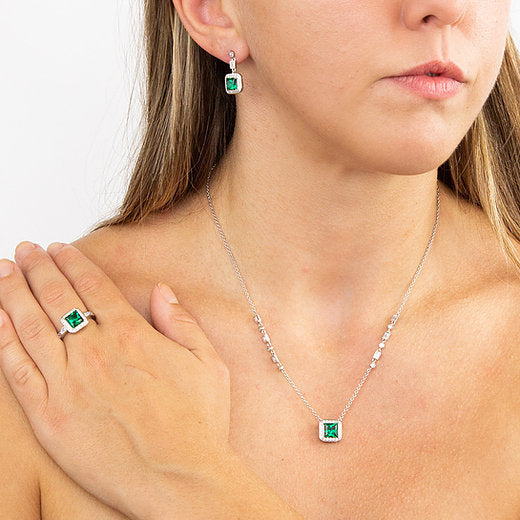 Emerald Green Zirconia Pave Set Ring R3749
