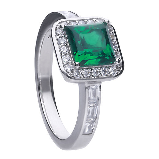 Emerald Green Zirconia Pave Set Ring R3749