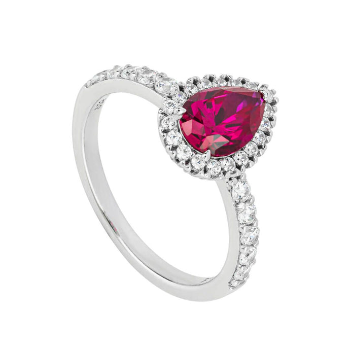 Red Diamonfire Zirconia Teardrop Ring With Pave Surround R3816