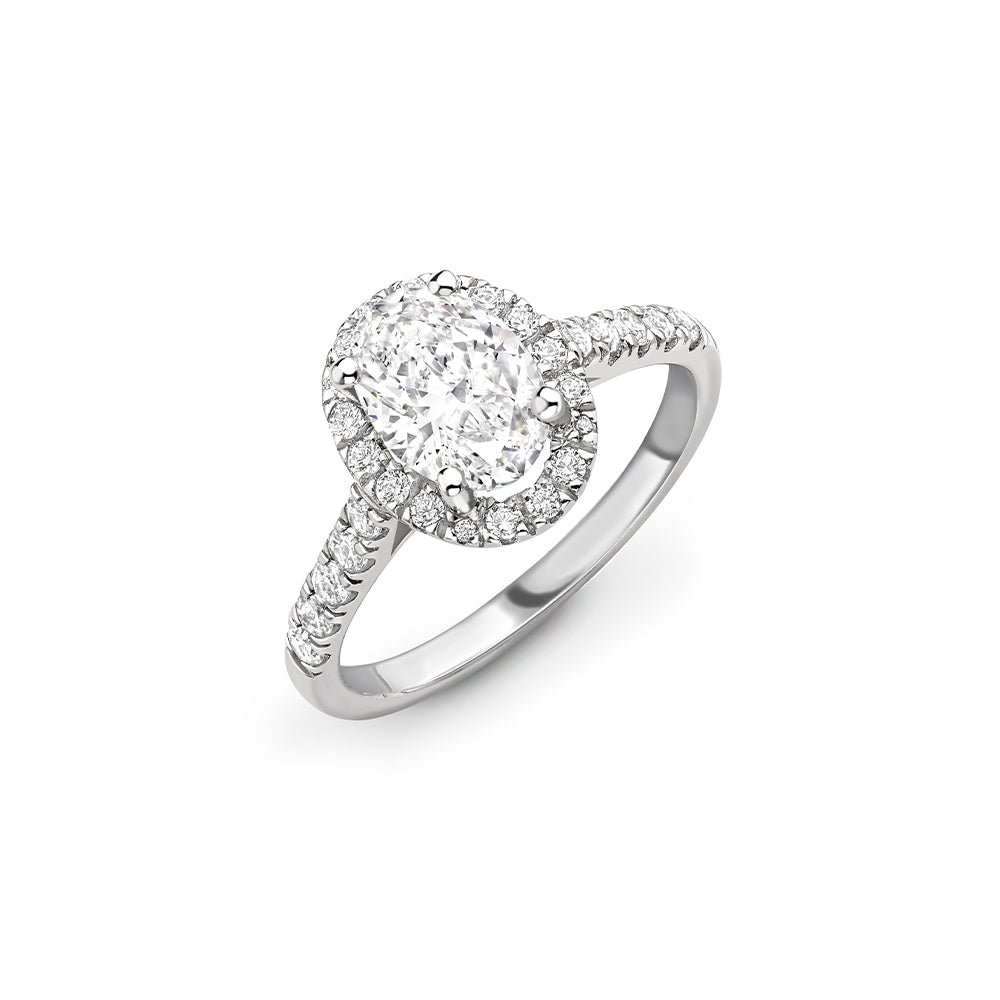 Platinum Oval Diamond Ring with Halo