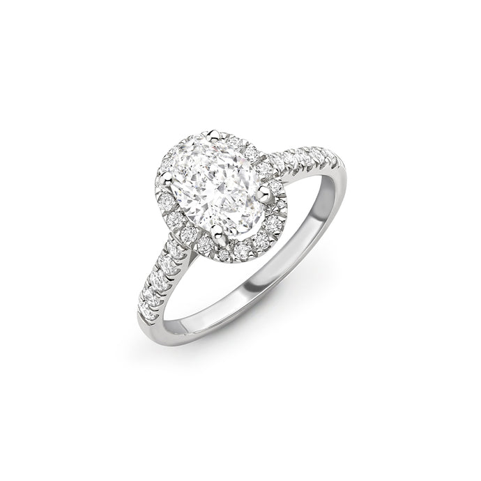 Platinum Oval Diamond Ring with Halo