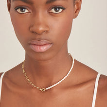 Load image into Gallery viewer, Gold Pearl Chunky Link Chain Necklace N043-01G
