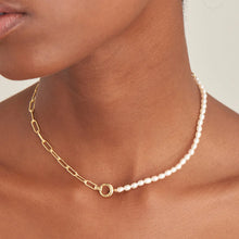 Load image into Gallery viewer, Gold Pearl Chunky Link Chain Necklace N043-01G

