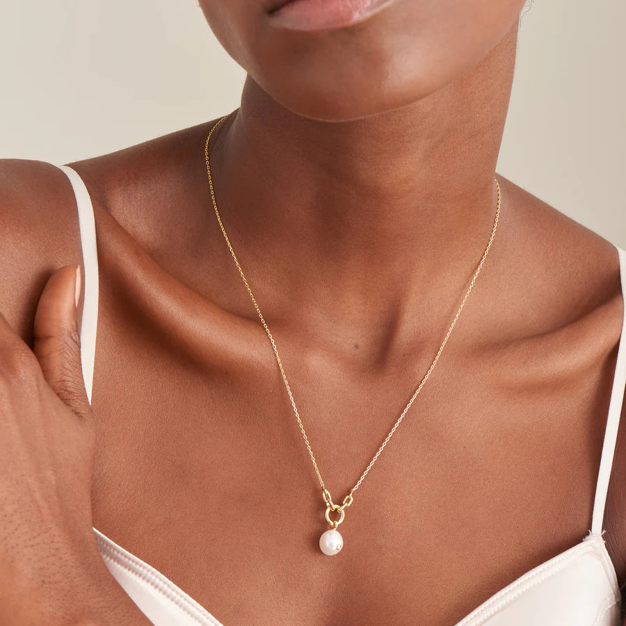 Gold Pearl Sparkle Pendant Necklace N043-03G