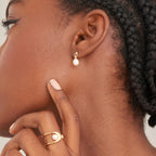 Gold Pearl Drop Stud Earrings E043-02G