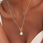 Gold Pearl Sparkle Pendant Necklace N043-03G